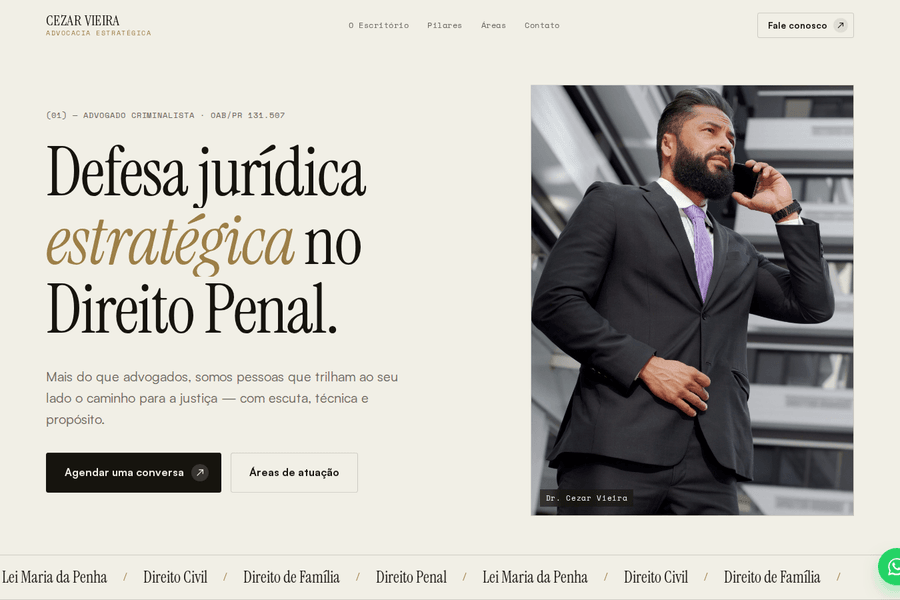 Prévia do site Cezar Vieira Advocacia