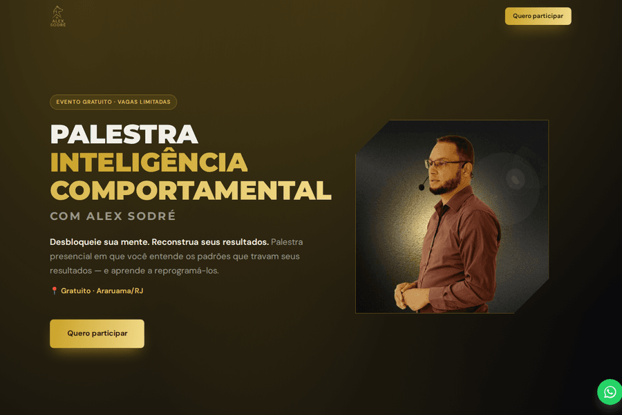 Prévia do site Alex Sodré — Palestra