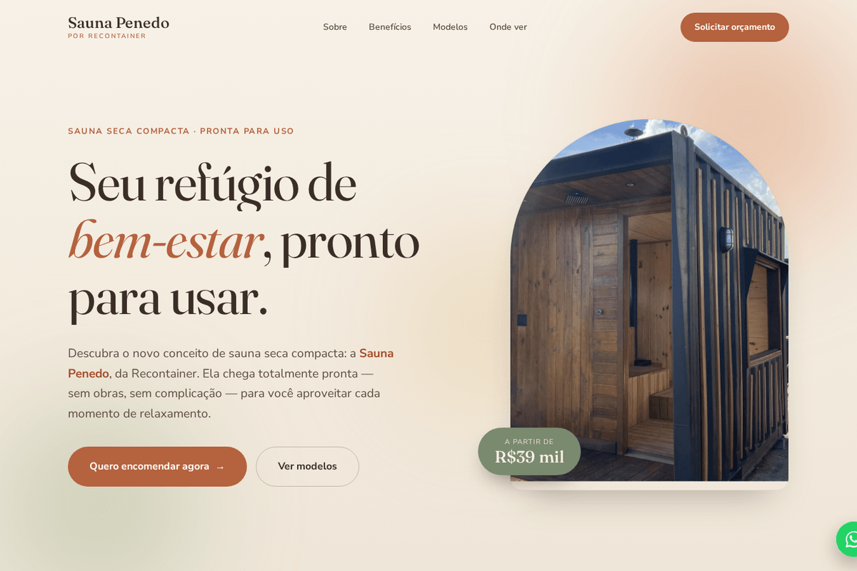 Prévia do site Sauna Penedo